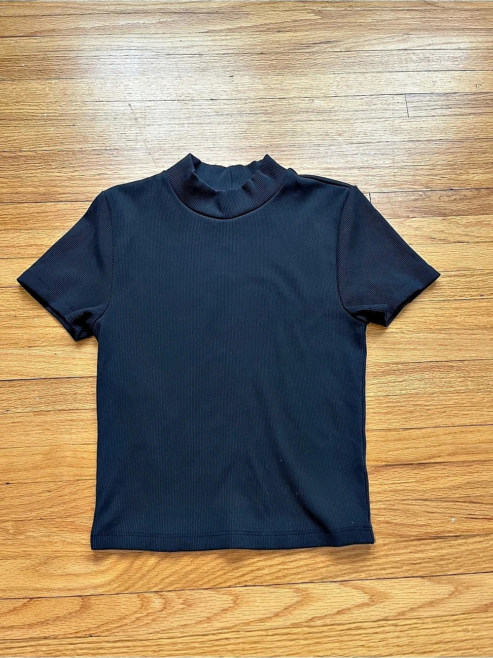 Babaton Gonzalo T-Shirt Short Sleeve Mock Neck Black Medium